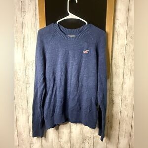 Mens Hollister Blue Crewneck Sweater Long Sleeve Size M Cotton Viscose Solid